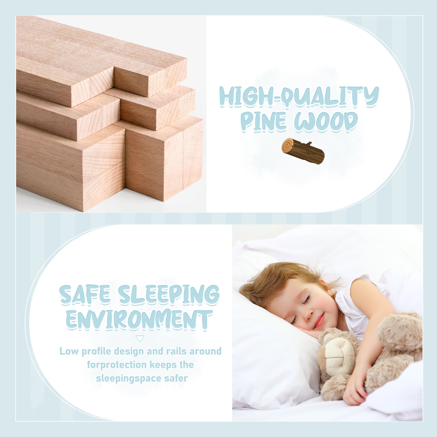 Cama de tamaño completo con barandillas de seguridad y puerta para niños, color gris
