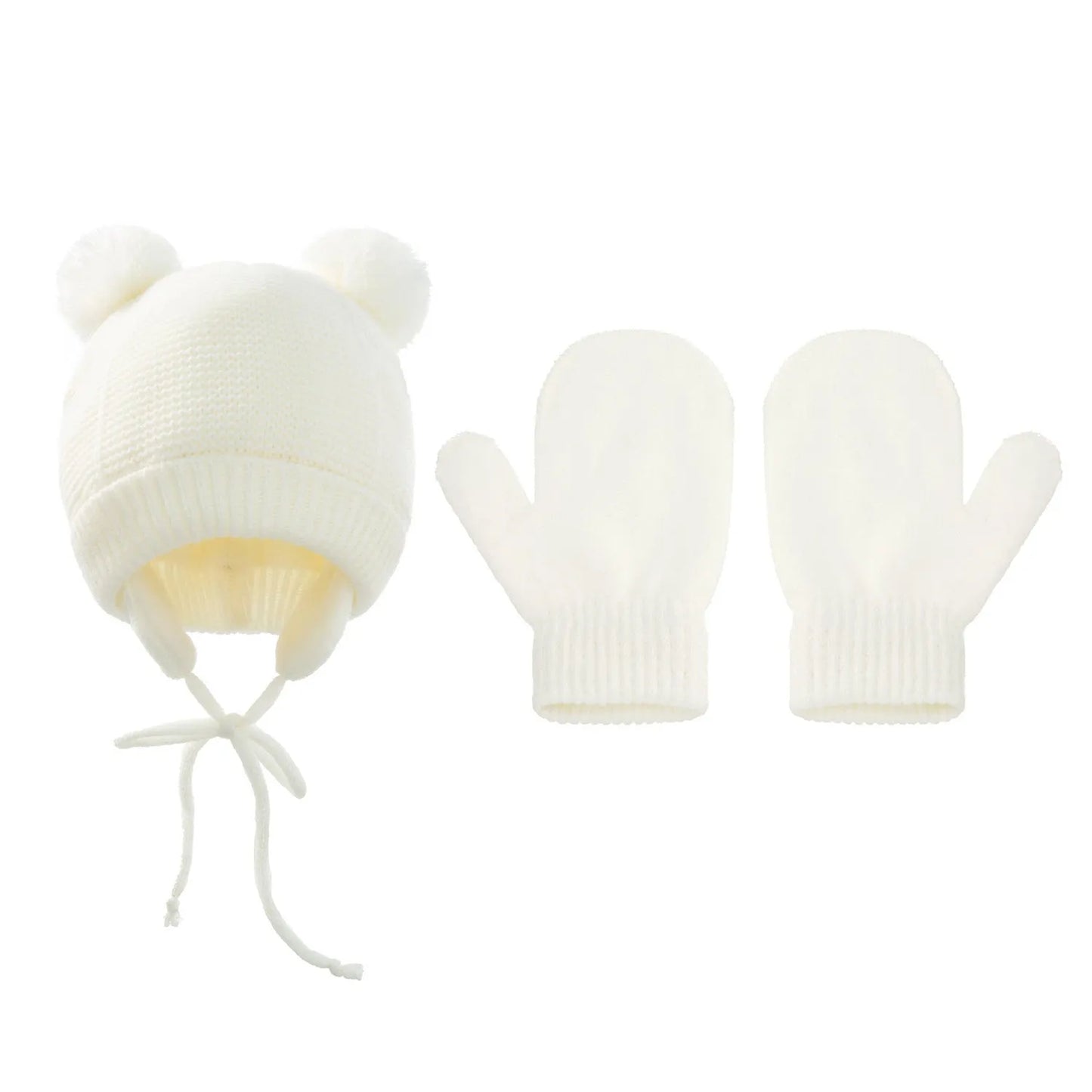 Gorro trenzado para niños, guantes, protección auditiva cálida, gorro tejido para niños