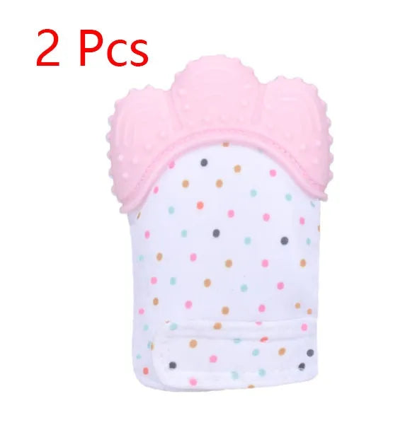 Guantes molares de silicona antimordeduras para dentición de bebé, juguetes con sonido para niños