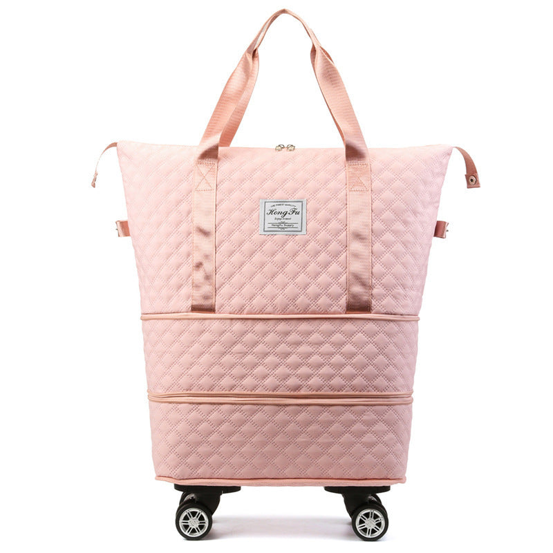 Bolsa de viaje universal con ruedas y rombos, ligera, con separación en seco y húmedo, de gran capacidad, para fitness y yoga.