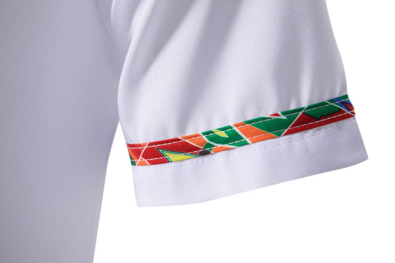 Men's Short-sleeved Shirt Multicolor Printing Round Neck