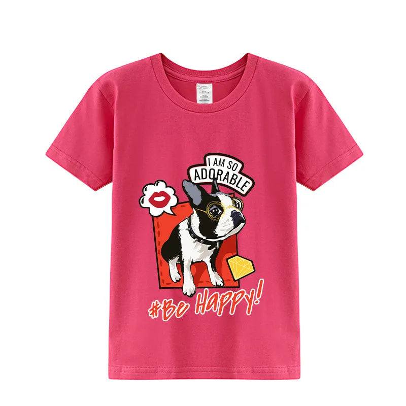 Camisa de media manga con estampado de bulldog francés lindo de verano