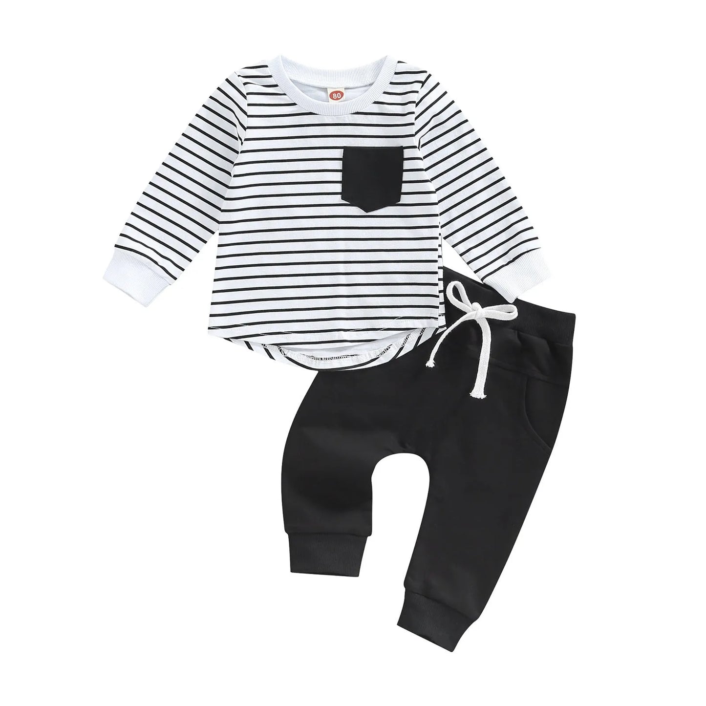 Ensemble de t-shirts à manches longues rayées col rond pour enfants