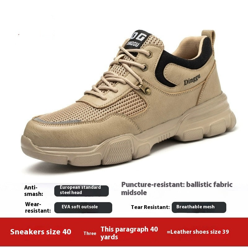 Zapatos de protección laboral para hombres, antigolpes y antiperforantes, cabeza de acero de seguridad para todas las estaciones