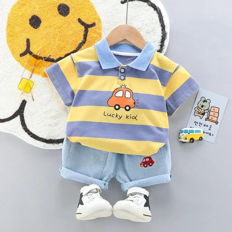 Polo de solapa de estilo coreano de manga corta de verano para niño