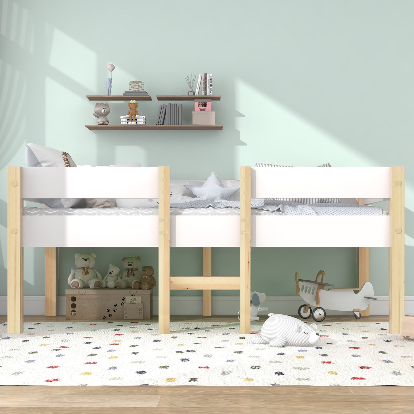 Cama infantil de pino de 90 x 190 cm