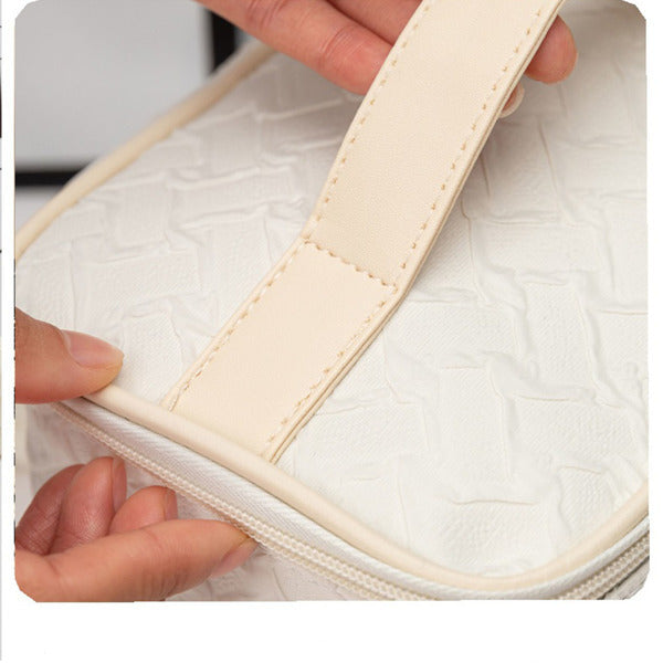 Bolsa de maquillaje portátil de viaje de gran capacidad blanca