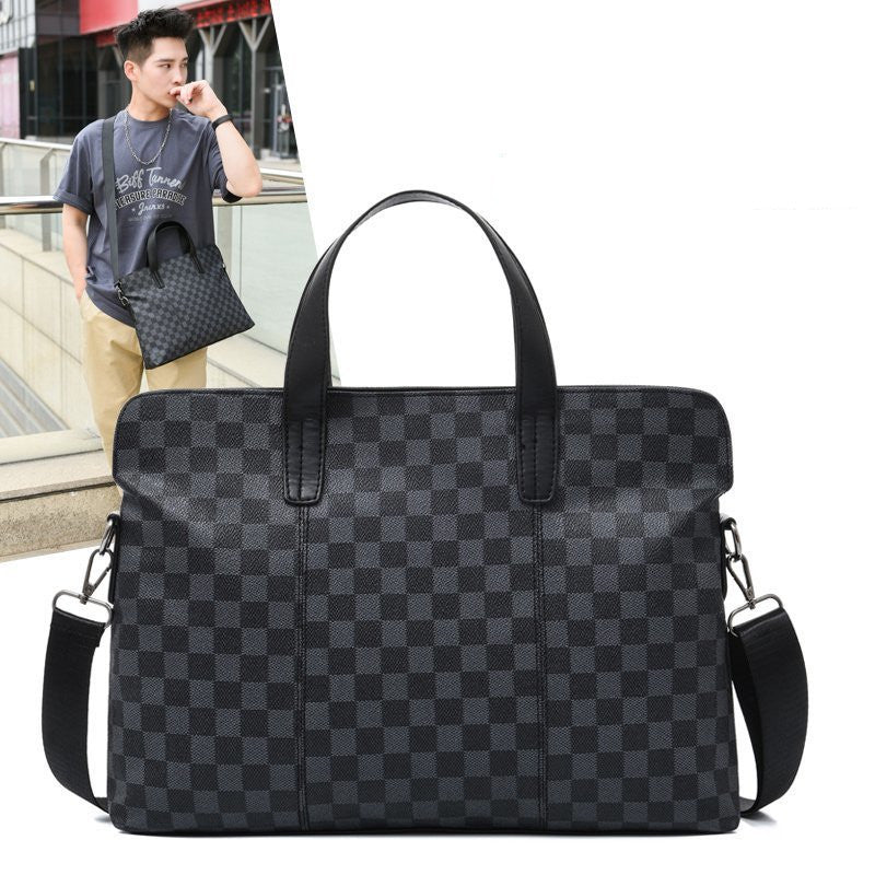 Bolso de mano de negocios con cuadros atmosféricos, bandolera horizontal
