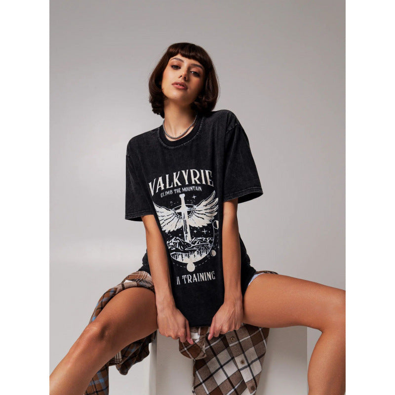Worn Looking Washed-out Black Pure Cotton Short Sleeve