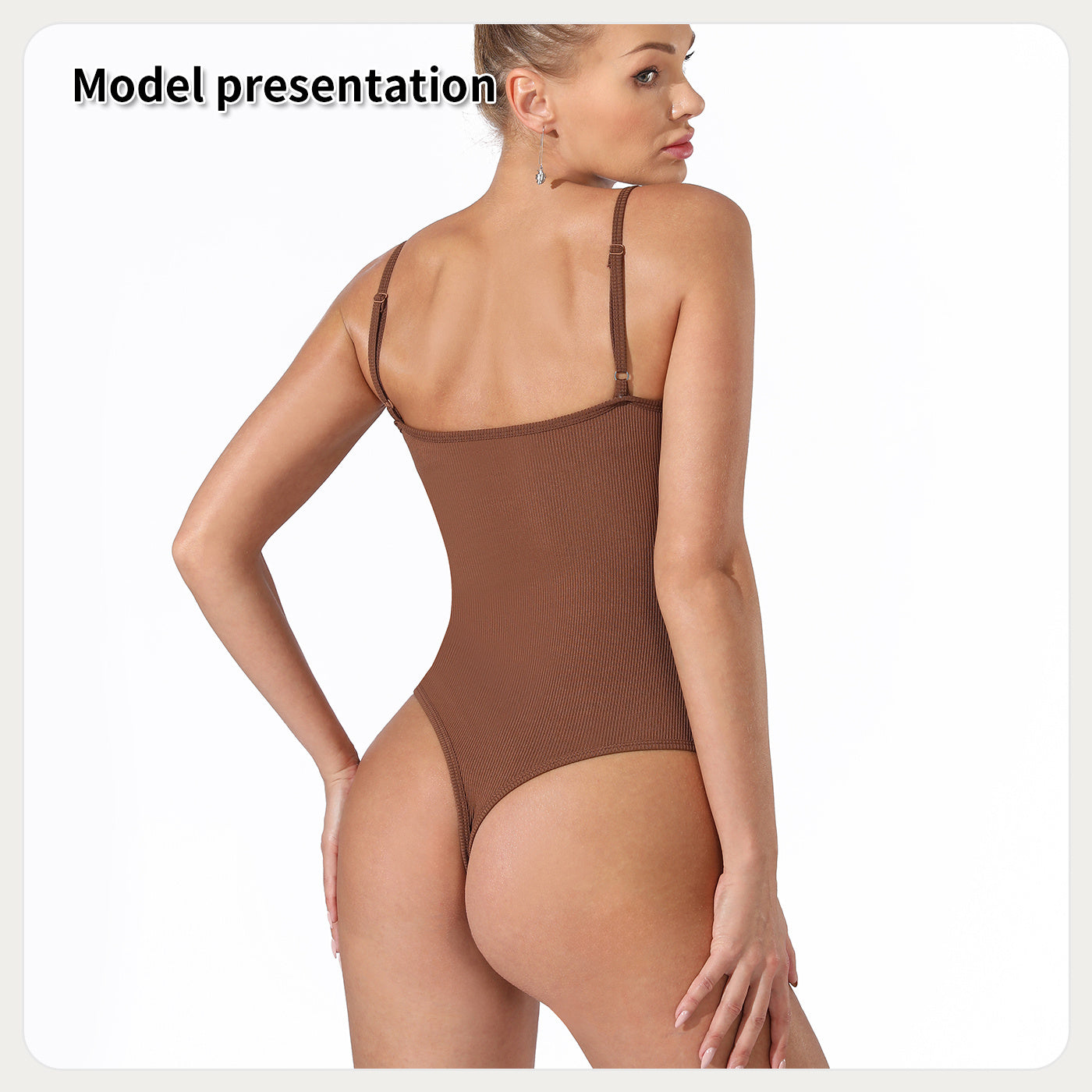 Body de color liso sencillo de moda para mujer