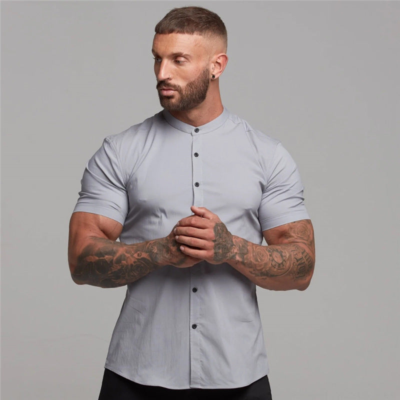 Nueva camisa de verano, ropa deportiva, Tops de algodón, camisas deportivas de manga corta, camisa corta transpirable de moda informal para hombre