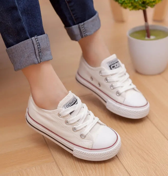Zapatos de lona Zapatos casuales antideslizantes Zapatos para estudiantes, padres e hijos, nuevos zapatos de bebé, zapatos blancos