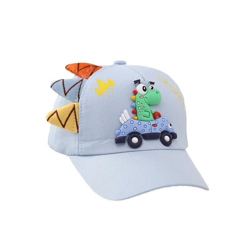 Gorra con visera de coche de dinosaurio, bordado de niños y niñas de estilo coreano