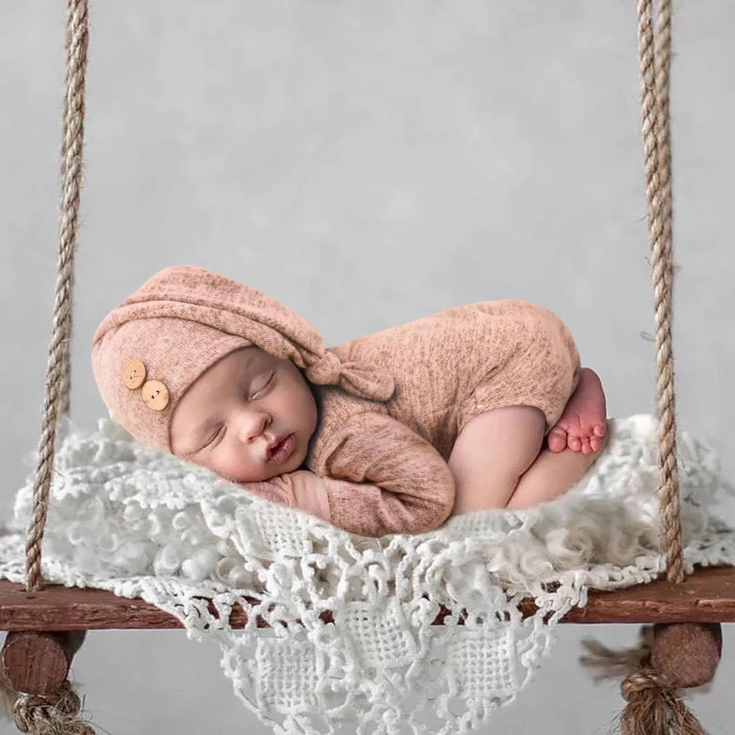 Bébé Photo Vêtements Accessoires Bouton Chapeau Deux Ensembles