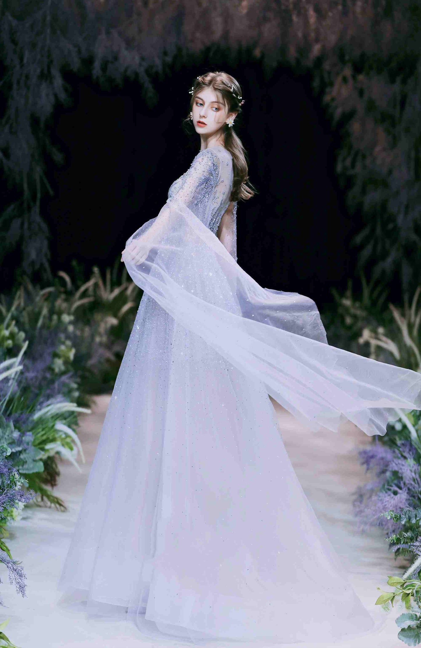 Vestido de noche de compromiso de alta gama, ligero, de lujo, para banquete de bodas femenino