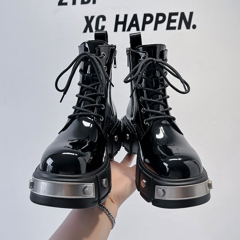 Nuevo Botas Martin con cordones y cabeza redonda con plataforma y tacón grueso para hombre