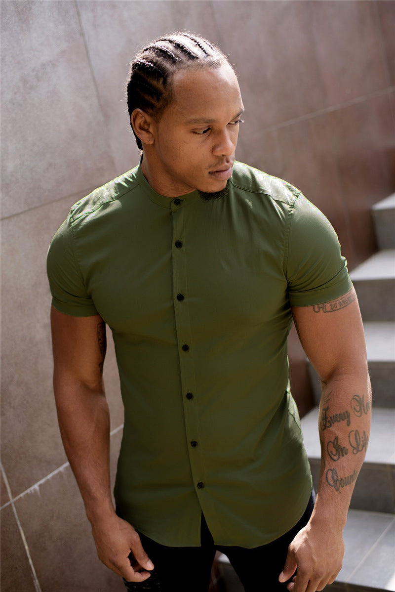 Nueva camisa de verano, ropa deportiva, Tops de algodón, camisas deportivas de manga corta, camisa corta transpirable de moda informal para hombre