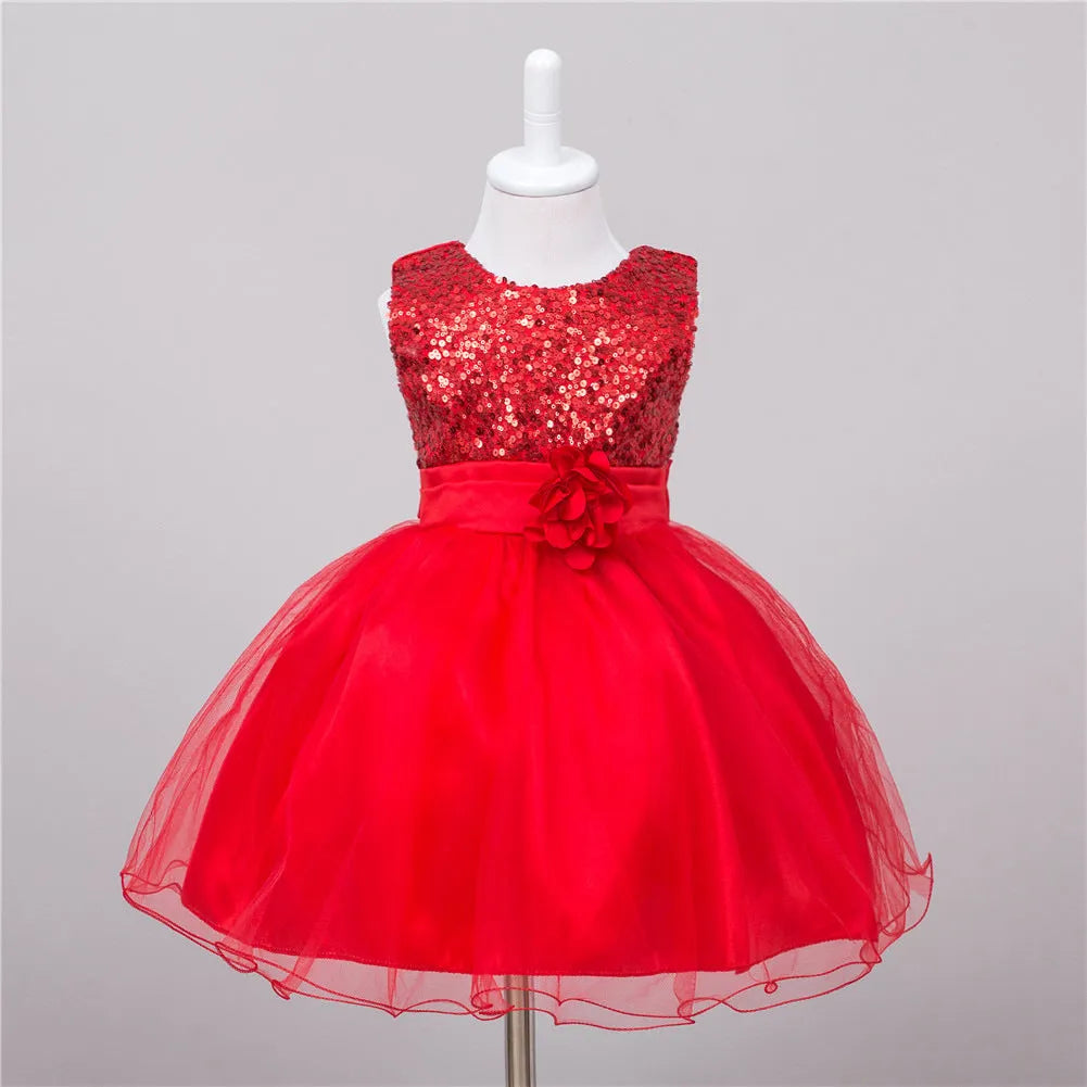 Bébé Sequin Robe Fleur Fille De Mariage Princesse Robe