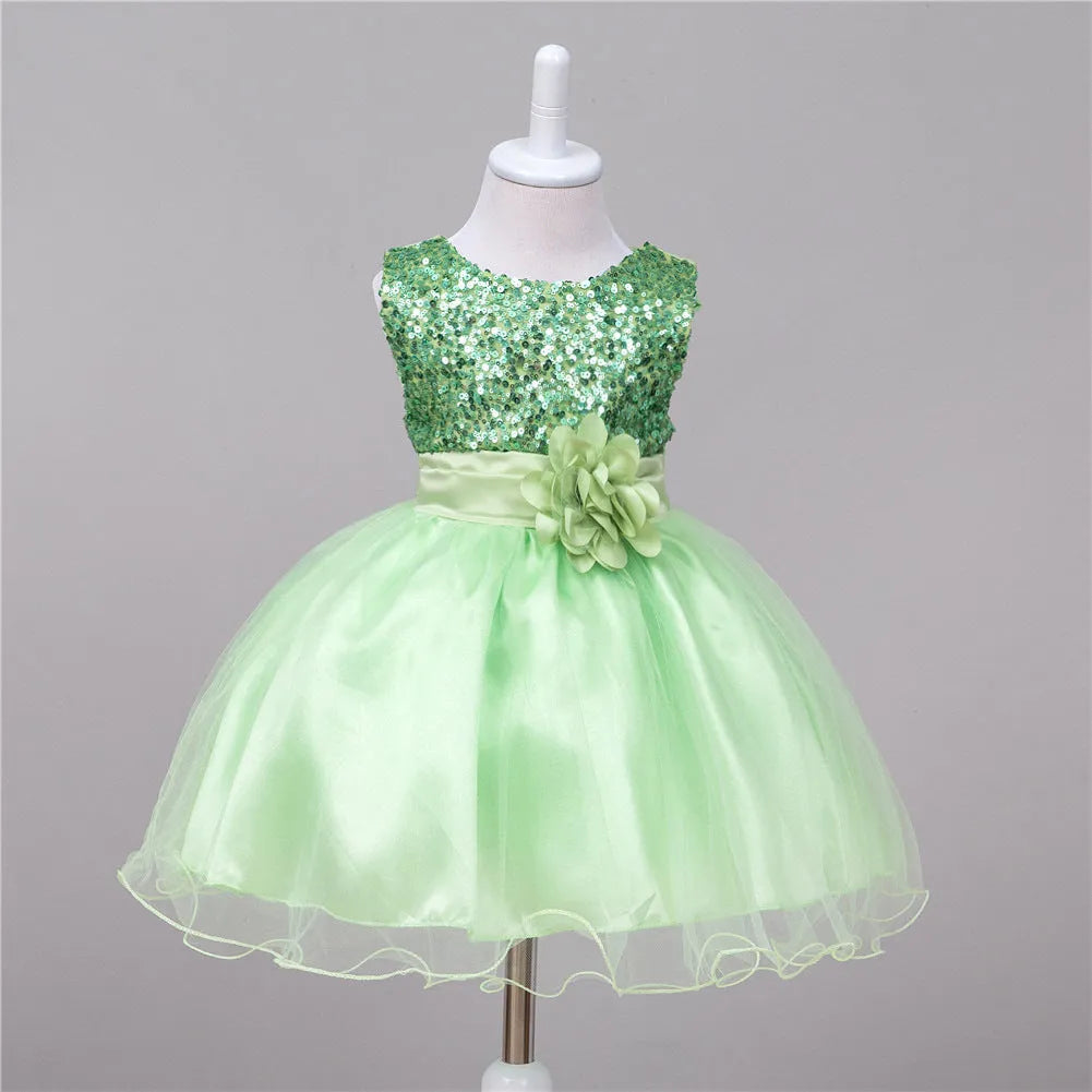 Bébé Sequin Robe Fleur Fille De Mariage Princesse Robe