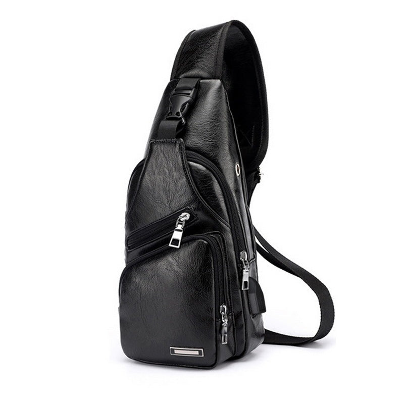 Bolso de carga USB para hombre, bolso de pecho para hombre, bolso de hombro personalizado de PU PVC, paquete Diagonal, bolso de viaje tipo mensajero, bolsos cruzados