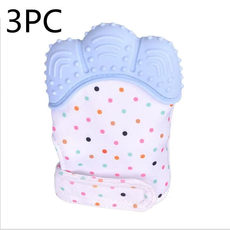 Guantes molares de silicona antimordeduras para dentición de bebé, juguetes con sonido para niños
