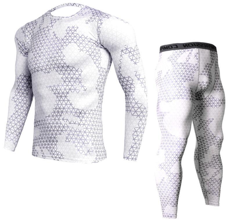 Conjuntos de pantalones y camisetas de camuflaje para hombre, camiseta de Crossfit a la moda, ropa de marca de compresión, pantalones para correr, mallas informales para hombre