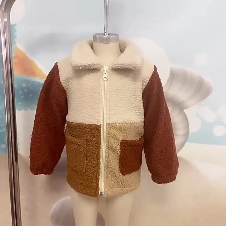 Nueva chaqueta polar polar linda con cremallera para niños