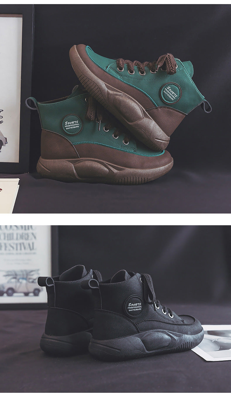 Botas Martin Vintage de cuero para mujer, zapatos informales transpirables con punta grande, feos y lindos, a la moda