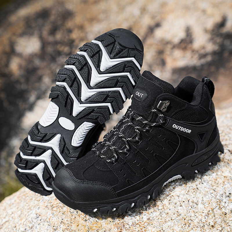 Zapatos de senderismo de talla grande para hombre, caña alta, antideslizantes, resistentes al desgaste