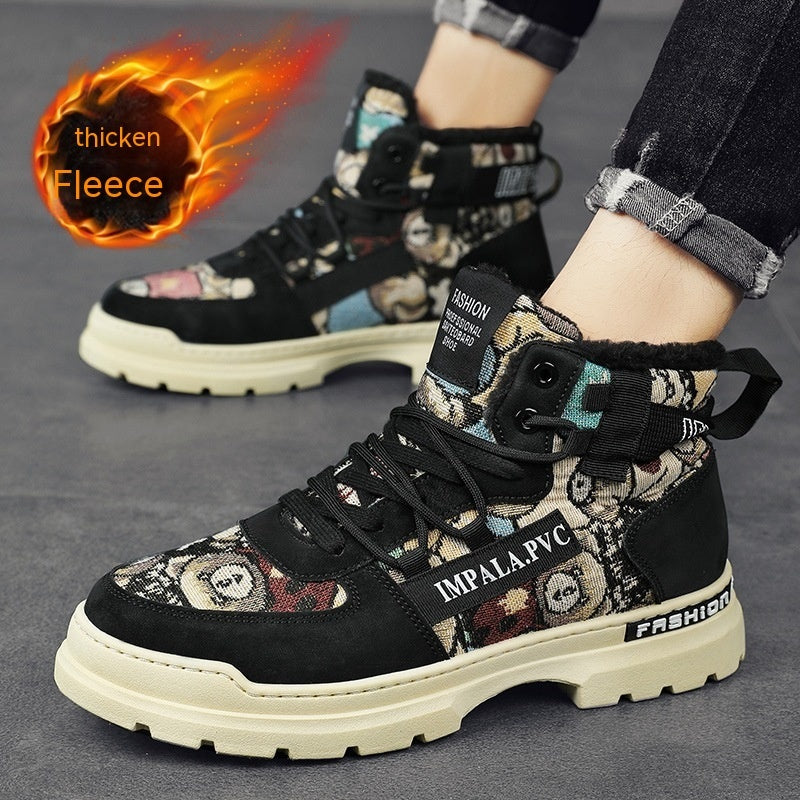 Botas Martin cálidas con forro polar, botas de trabajador, botas de motocicleta para hombre, zapatos de algodón de alta calidad para estudiantes