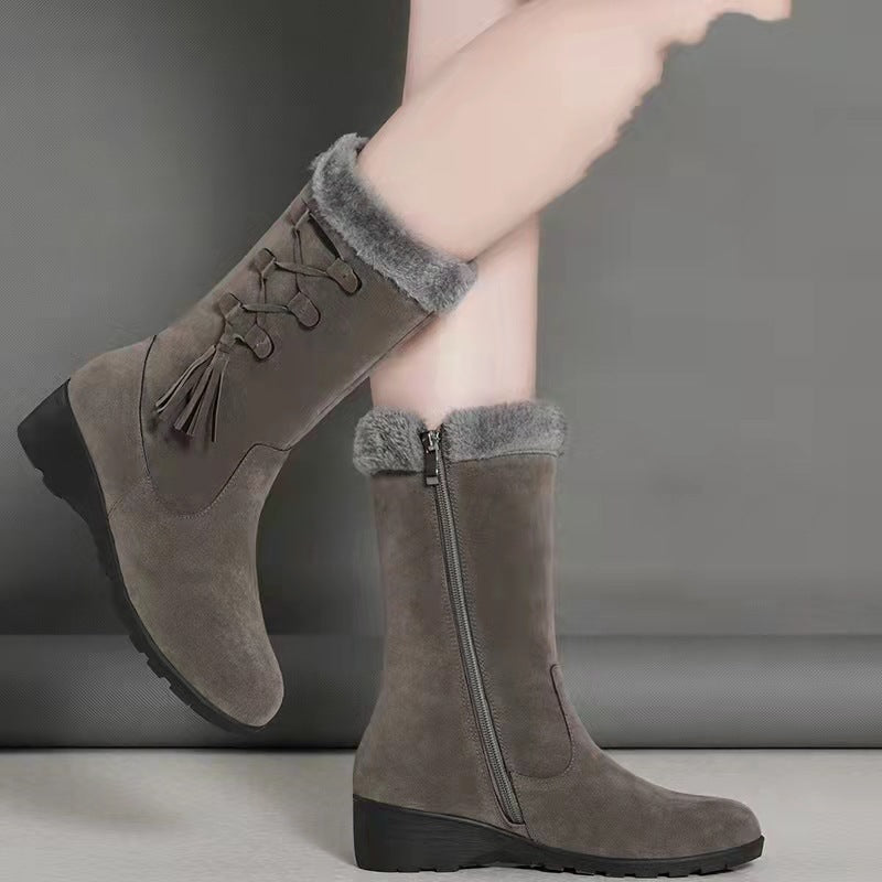 Botas de algodón Botas cálidas de lana más zapatos de algodón grueso de terciopelo