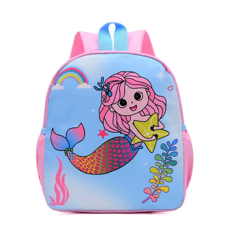 Jardín de infantes para hombres y mujeres Reducción de carga Descompresión Anti-perdida Moda Todo fósforo Mochila escolar Mochila para estudiantes de dibujos animados al por mayor