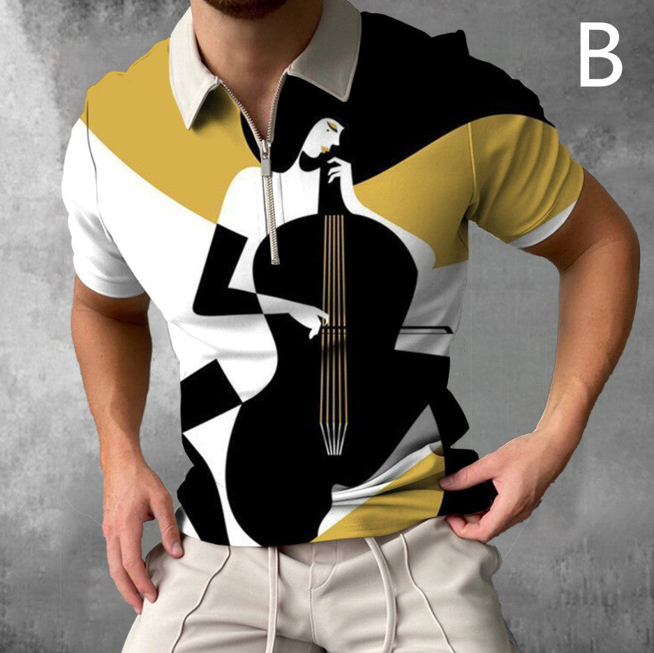 Camisas para hombres Face Art Print Camisetas de manga corta Ropa de calle para hombre