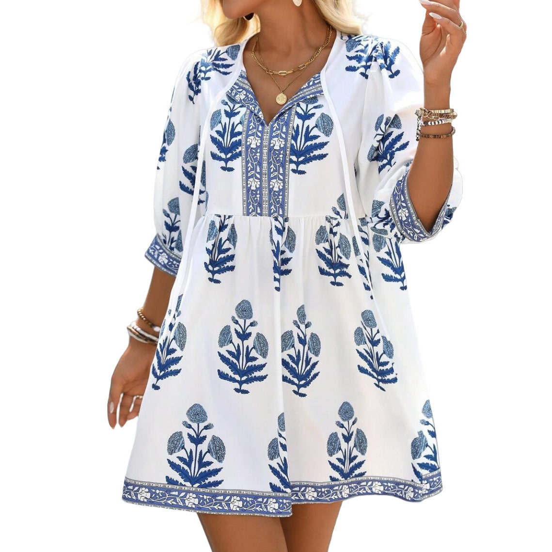 Summer Women's Casual Plant Printing Festival Holiday Dress