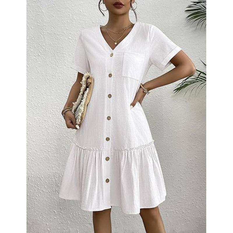 Women's Loose Summer Cotton And Linen Dress
