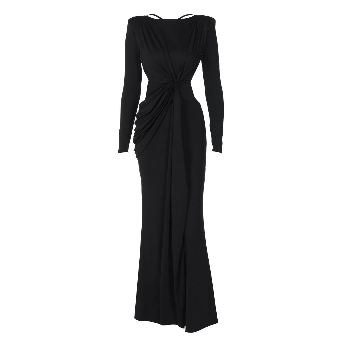 Vestido sexy de manga larga ajustado con abertura en la espalda para mujer