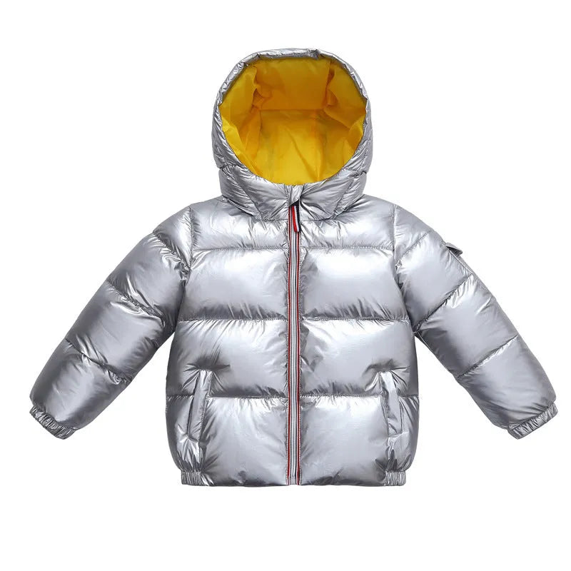 Chaqueta de plumón brillante para niños, chaqueta de invierno