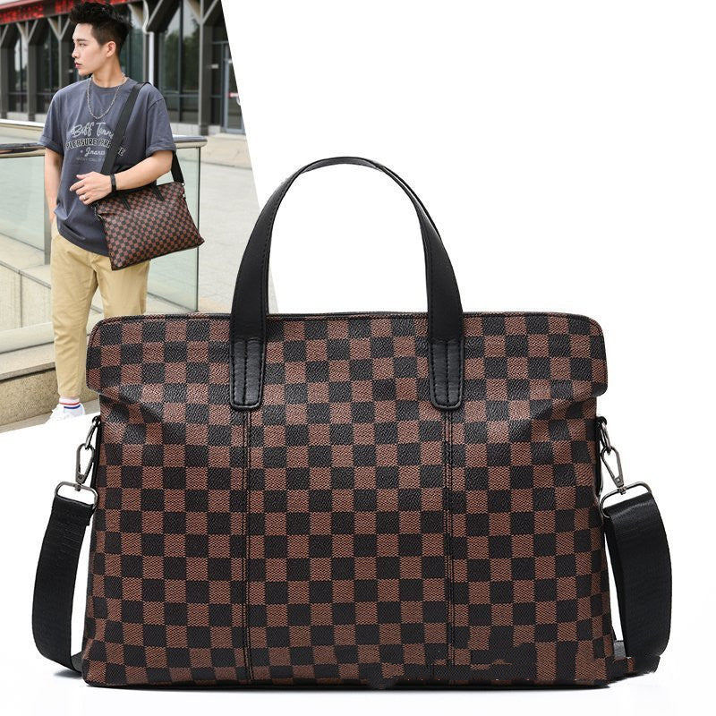 Bolso de mano de negocios con cuadros atmosféricos, bandolera horizontal