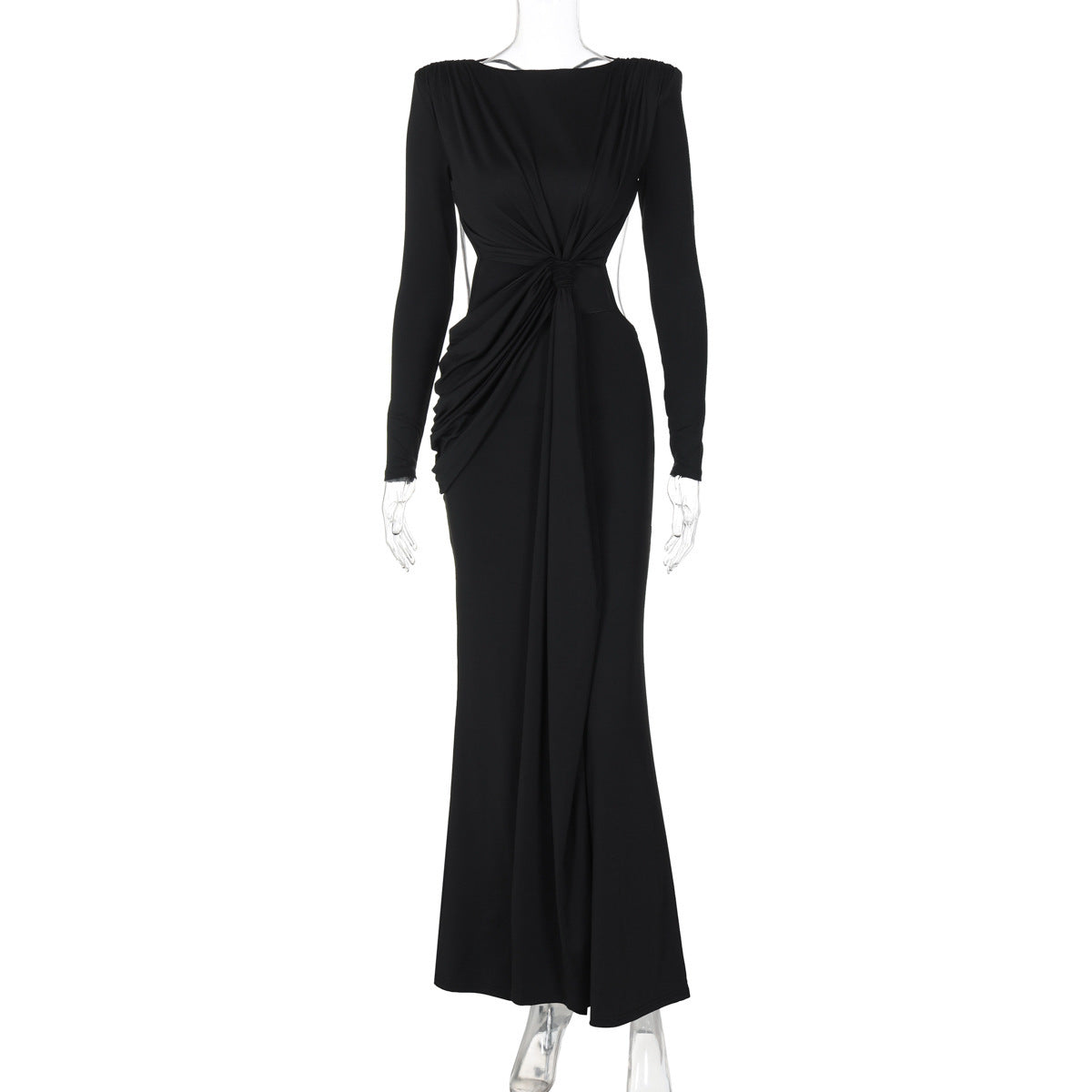 Vestido sexy de manga larga ajustado con abertura en la espalda para mujer