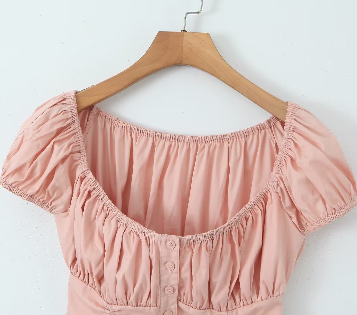 Top corto de mujer con cordón ajustable, botones de concha, moderno y combinable