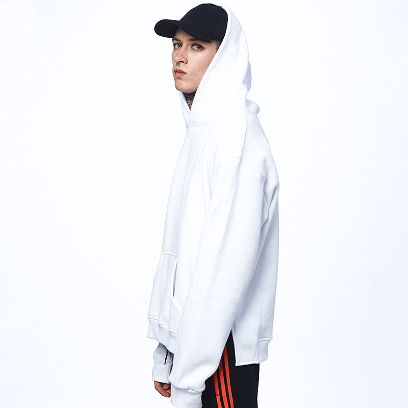 Suéter masculino y masculino otoño nuevo color más terciopelo oversize fuera del hombro Sudadera con capucha para hombre marea