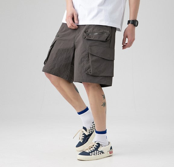 Multi-pocket Straight Casual Loose Zipper Cargo Shorts Men's Five-point Pants