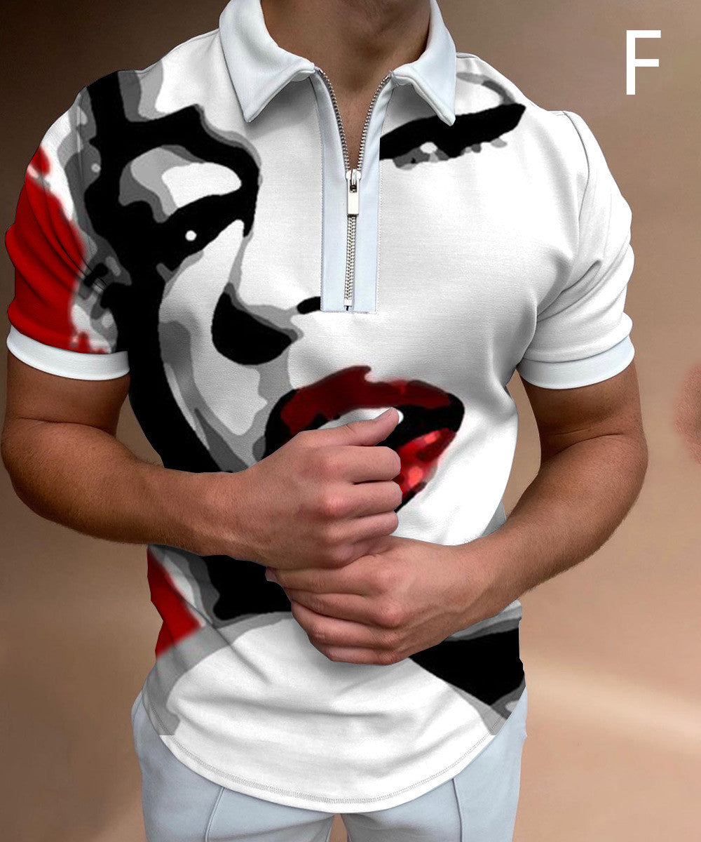 Camisas para hombres Face Art Print Camisetas de manga corta Ropa de calle para hombre