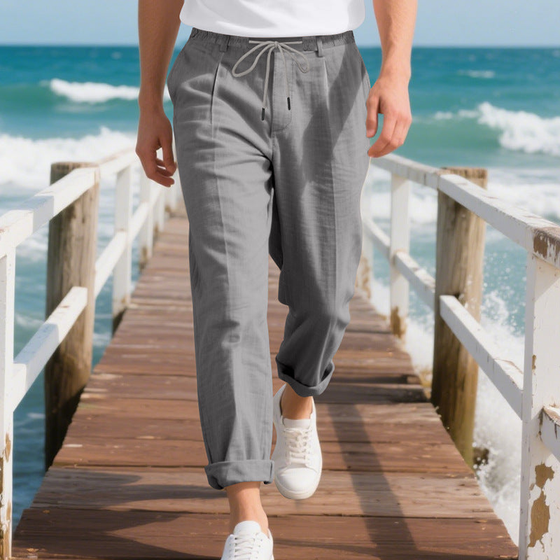 American Linen Men's Casual Pants Summer Loose Straight