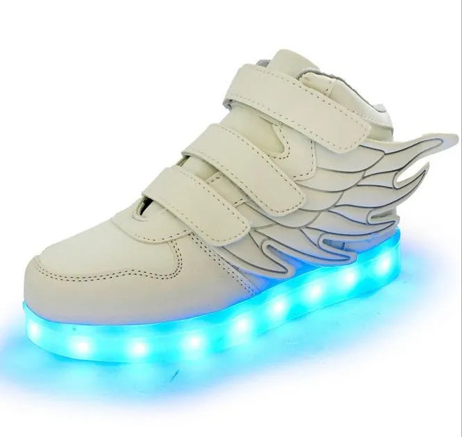 Zapatos para niños Zapatos de luz LED alas para niños zapatos ligeros carga usb zapatos luminosos coloridos zapatos ligeros casuales