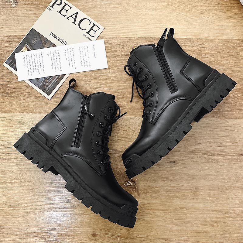 Zapatos de cuero bajos estilo Hong Kong Zapatos casuales para jóvenes Botas Martin