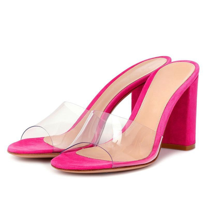 Sandalias de moda europeas y americanas de PVC con tacón grueso