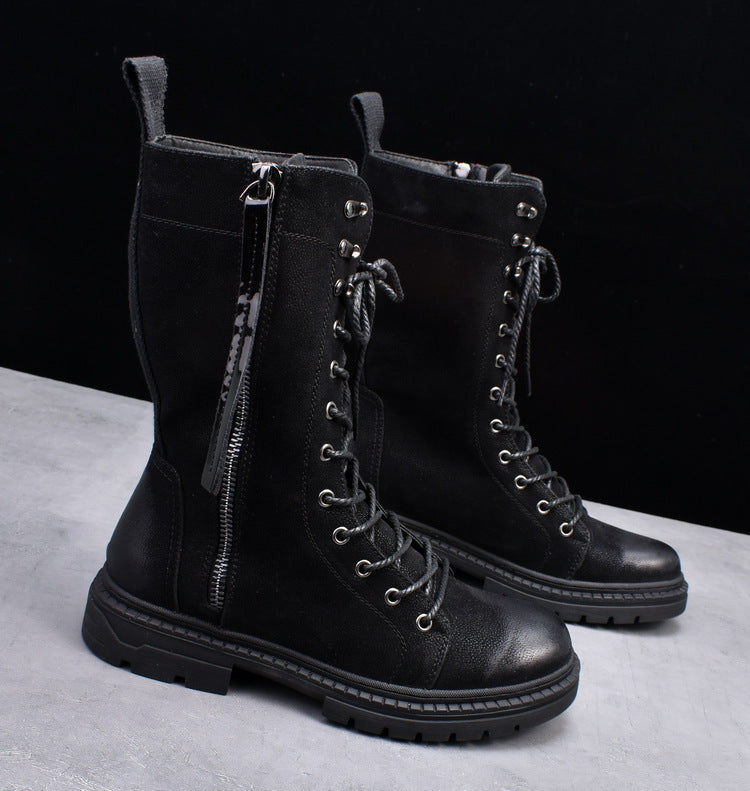 Botas Martin con punta redonda y tubo medio, botas de cuero, botas de vaquero para hombre
