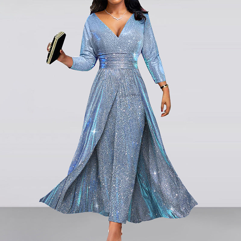 Banquet Dress Double-sided Sequined Large Skirt Tube Top Sexy Fashion Jumpsuit