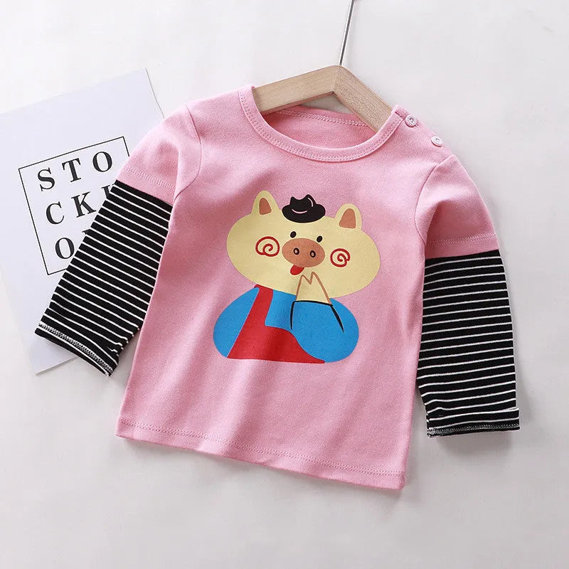 Camiseta de manga larga para niños Top individual de algodón